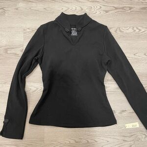 OGL Mandarin Collar Frog Button Brami Top Limited Edition Black Size L NWT